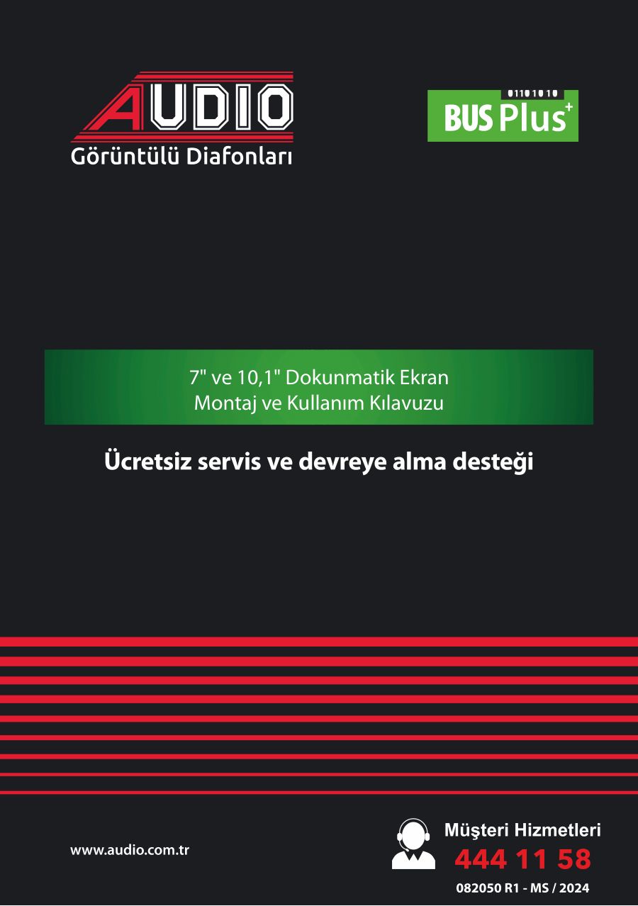 Audio BUS PLUS 7" ve 10,1" Dokunmatik Ekran Görüntülü Diafon Montaj ve Kullanım Kılavuzu — örnek sayfa