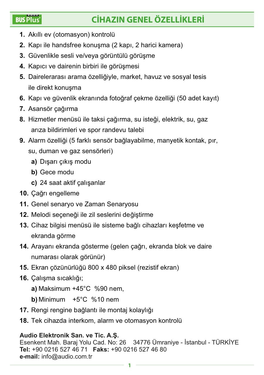 Audio Otomasyonlu 4,3" – 7" – 10,1" Dokunmatik Ekran Montaj ve Kullanım Kılavuzu (Akıllı Ev) — örnek sayfa